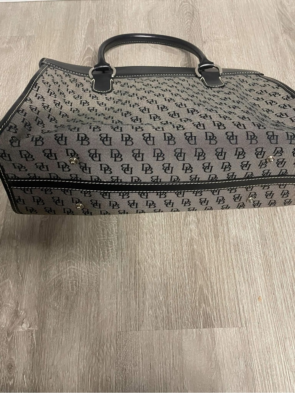 Dooney & Bourke Brown Monogram Canvas Tote with Black Trim - Picture 2 of 4